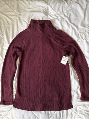 Caslon Wine Ribbed Turtleneck Sweater